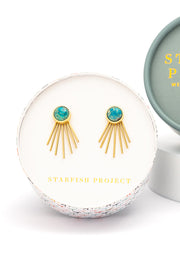 Caroline Emperor Stone Stud & Fringe Earrings
