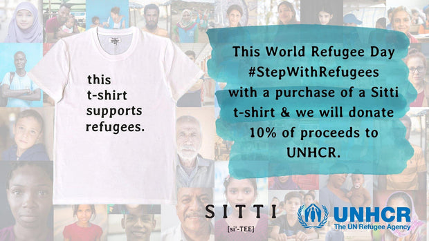 Sitti x UNHCR: "this t-shirt supports refugees." Unisex T-Shirt.