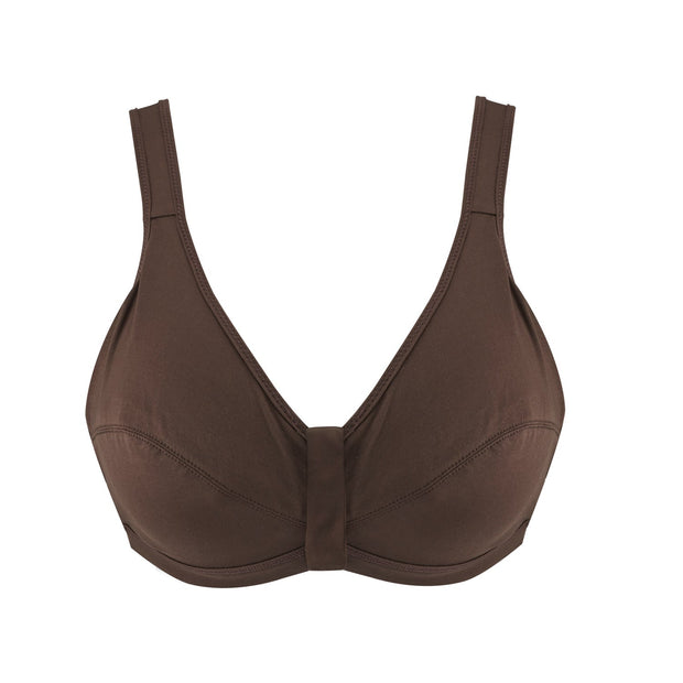 Cocoa-Post Surgery Full Cup Front Closure Silk & Organic Cotton Mastectomy Bra with Removable Paddings