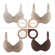 Shell-Underwired Silk & Organic Cotton Full Cup Bra with Removable Paddings