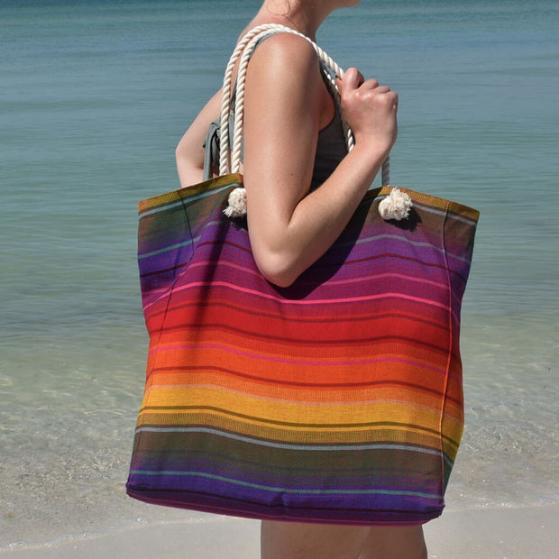 Beach Tote Bag | Sunrise Stripes