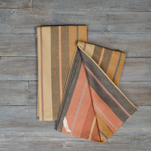 Striped Kitchen Towels | Wide Caramel Stripes