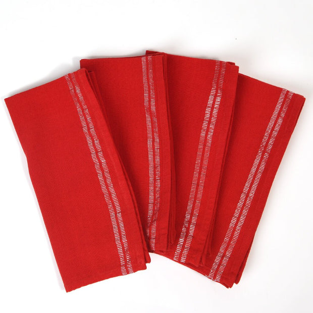 Sparkle Table Napkins | Red with Silver