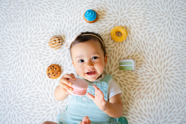 Danish Pastry - Natural Rubber Teether, Rattle & Pretend Play