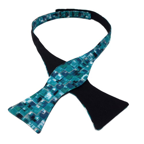 Mosaic Teal Bow Tie
