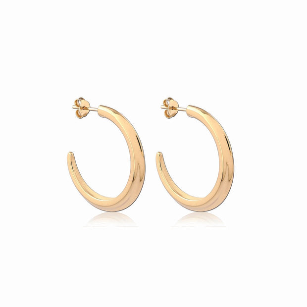 Crescent Hoop Earrings in Gold, Large