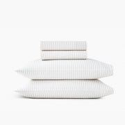 Organic Flannel Sheet Set - White Stripe