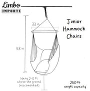 Junior White Macrame Hammock Swing Chair + 2 Pillows Set