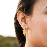 Striate Mismatched Stud Earrings - Brass