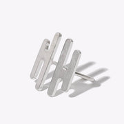 Striate Reflected-H Cuff Ring - Sterling Silver