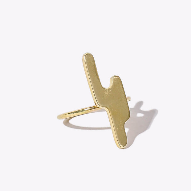 Striate Simple Ring - Brass