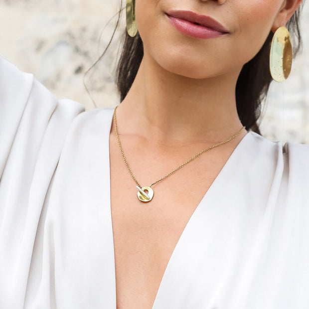 Oyster Lariat Necklace - Brass + Sterling