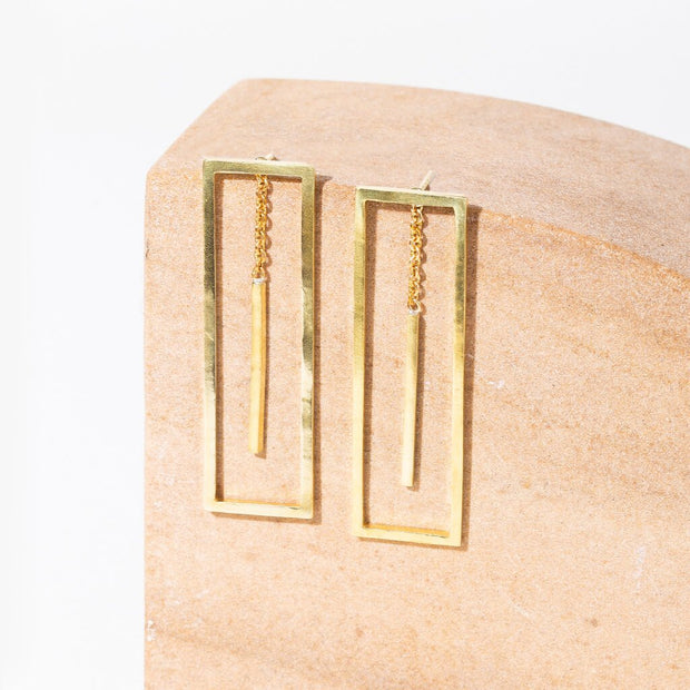 Foundation 2-in-1 Earrings | Brass