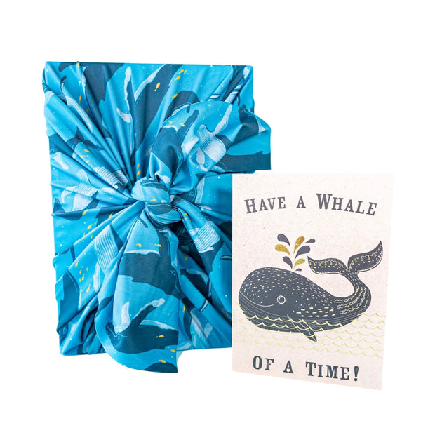 Whales/Waves Small 18" Wrap | Reusable and Reversible Gift Wrap