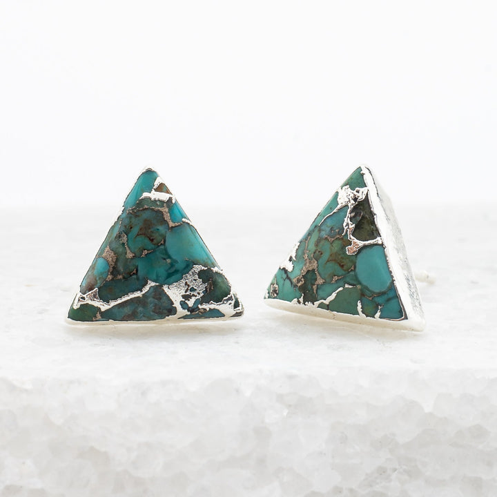 Ellie Triangle Turquoise Studs in Sterling Silver