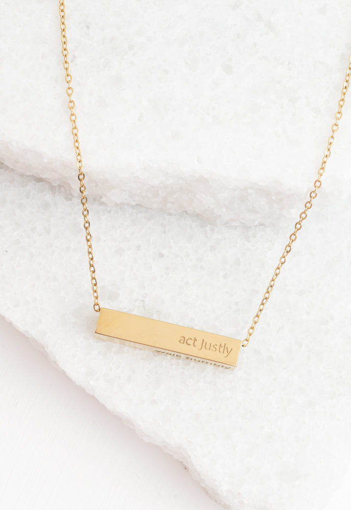 Walk Humbly Bar Necklace