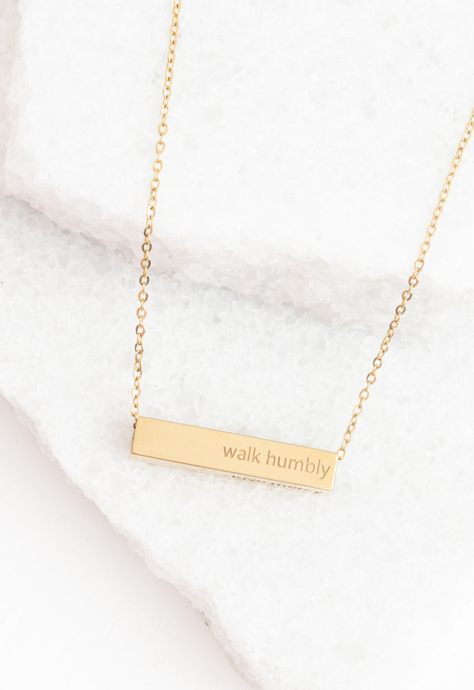 Walk Humbly Bar Necklace