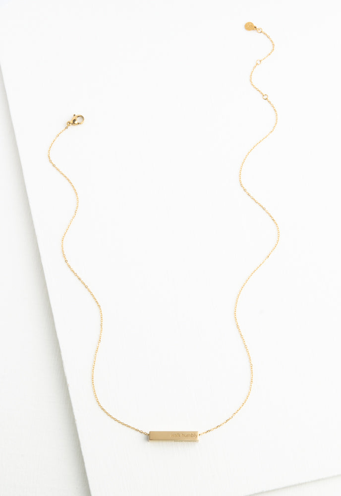 Walk Humbly Bar Necklace