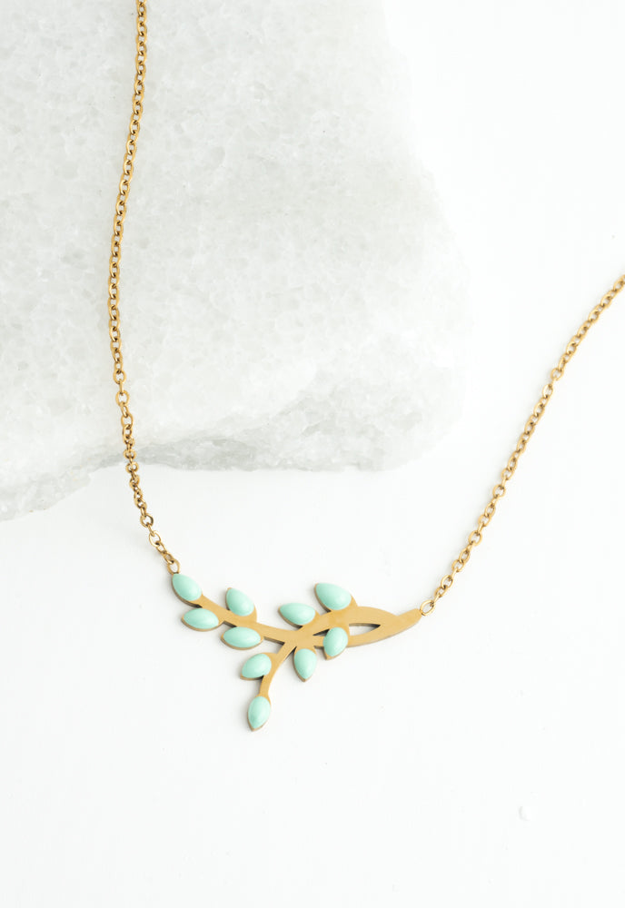 Shared Hope Leaf Necklace in Mint