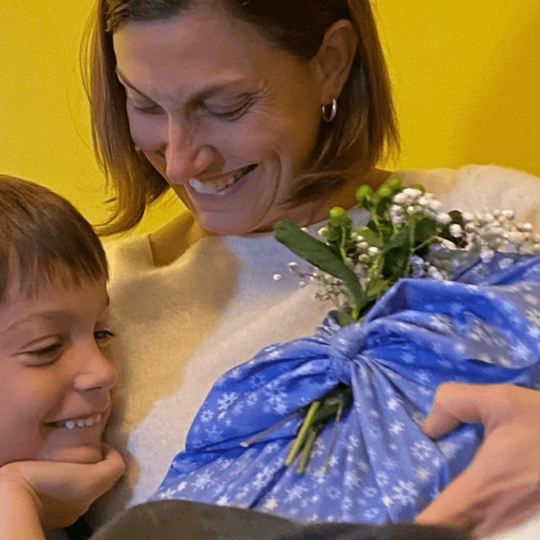 Large Reusable Cloth Furoshiki Gift Wrap | Snowflakes & Pine