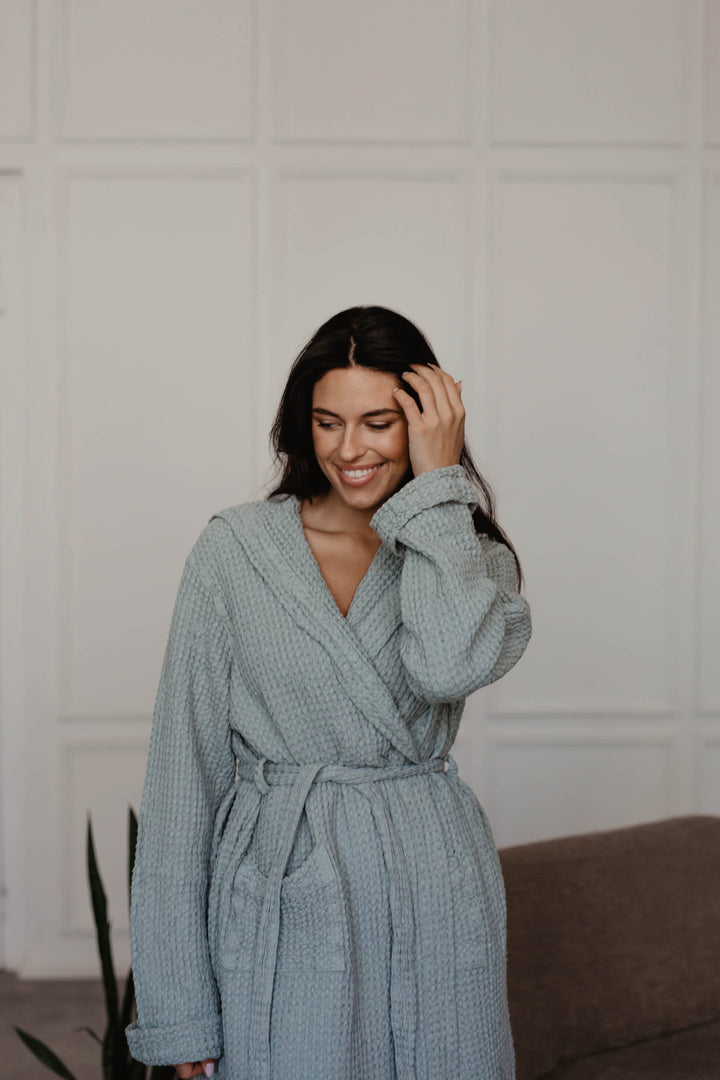 Waffle linen bathrobe Snuggle