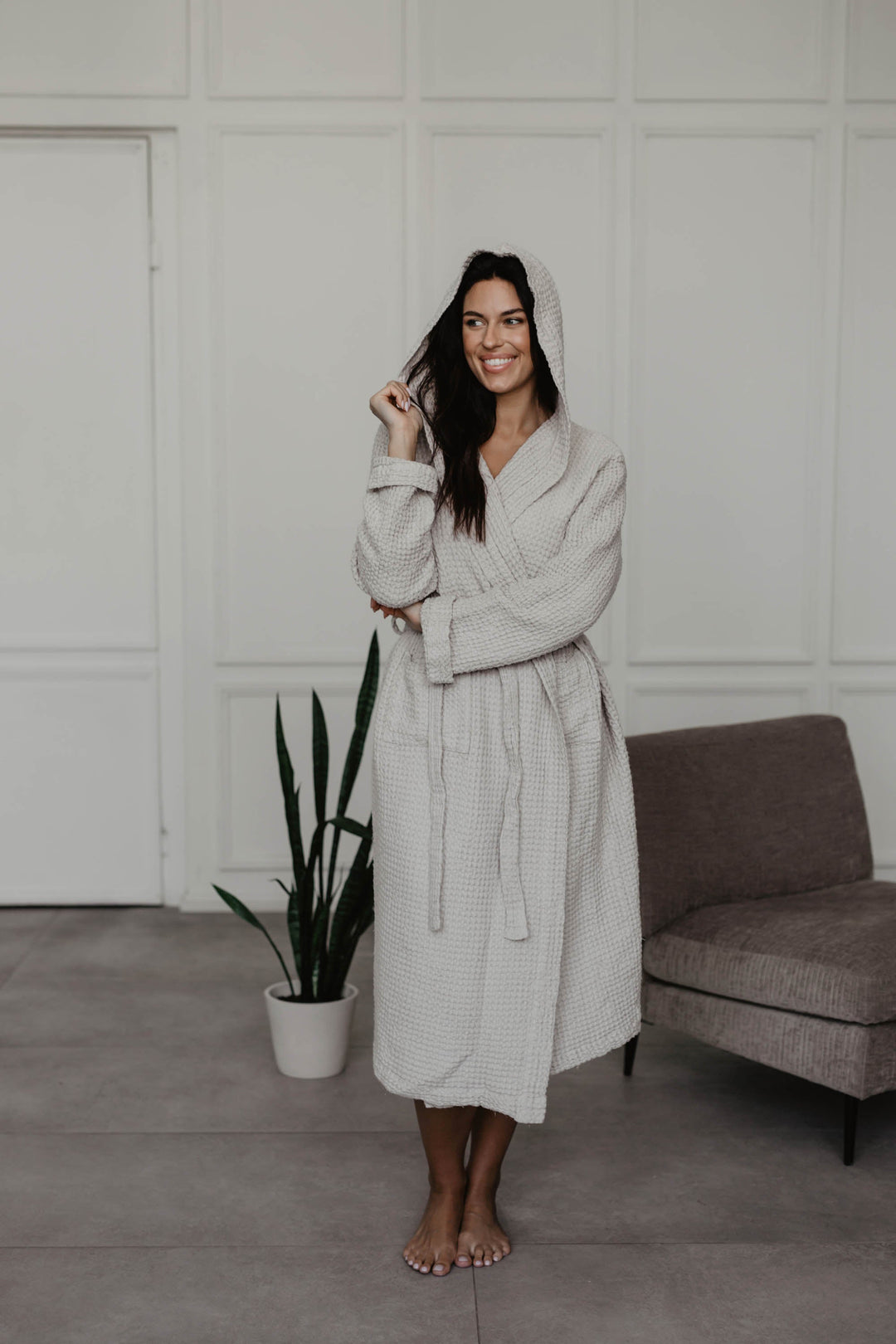 Waffle linen bathrobe Snuggle