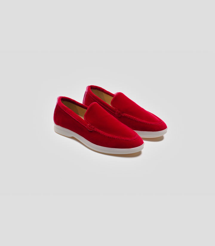 Vegan Velvet Loafer Red