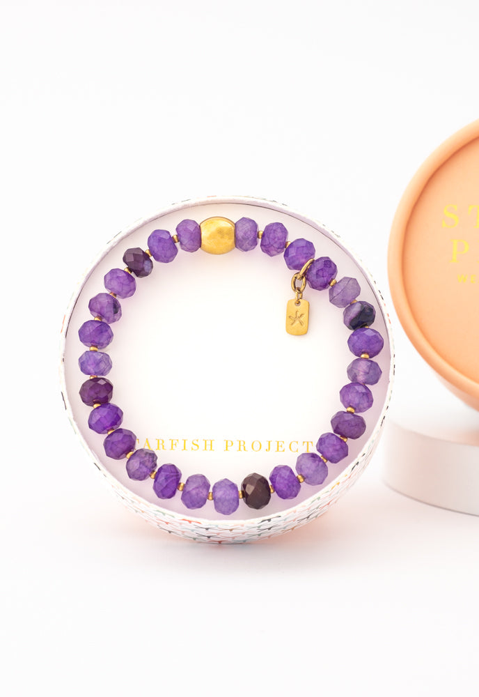 Lan Purple Agate Beaded Bracelet