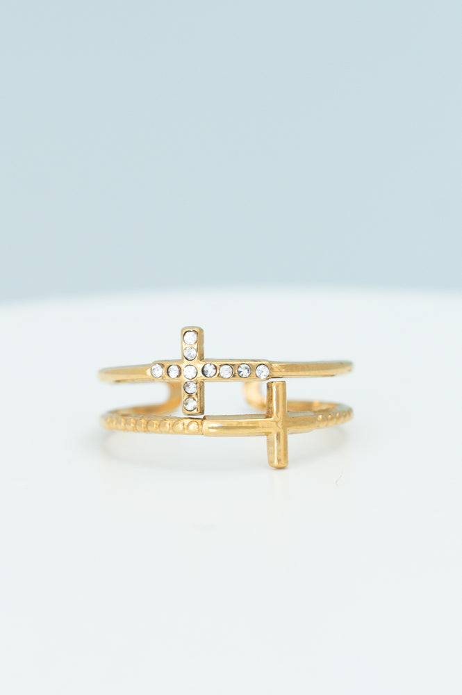 Golden Cross Serenity Ring