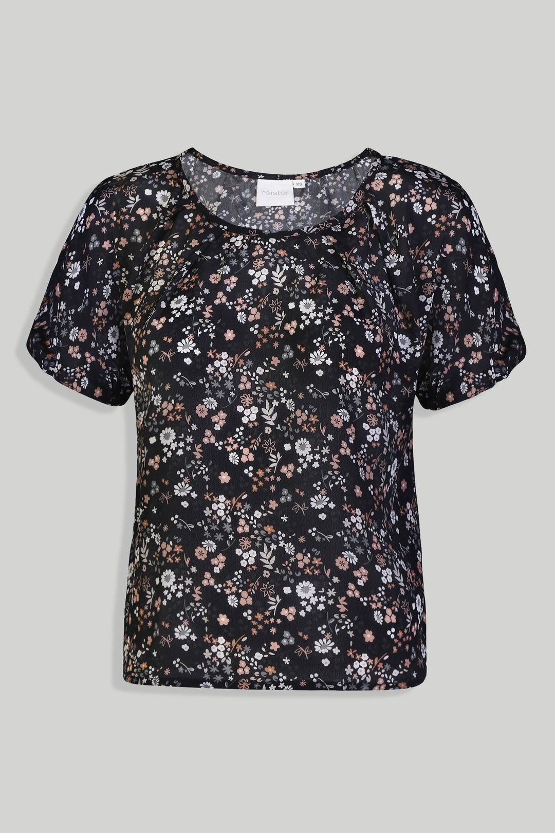 Balloon Sleeve Top in Black Florals