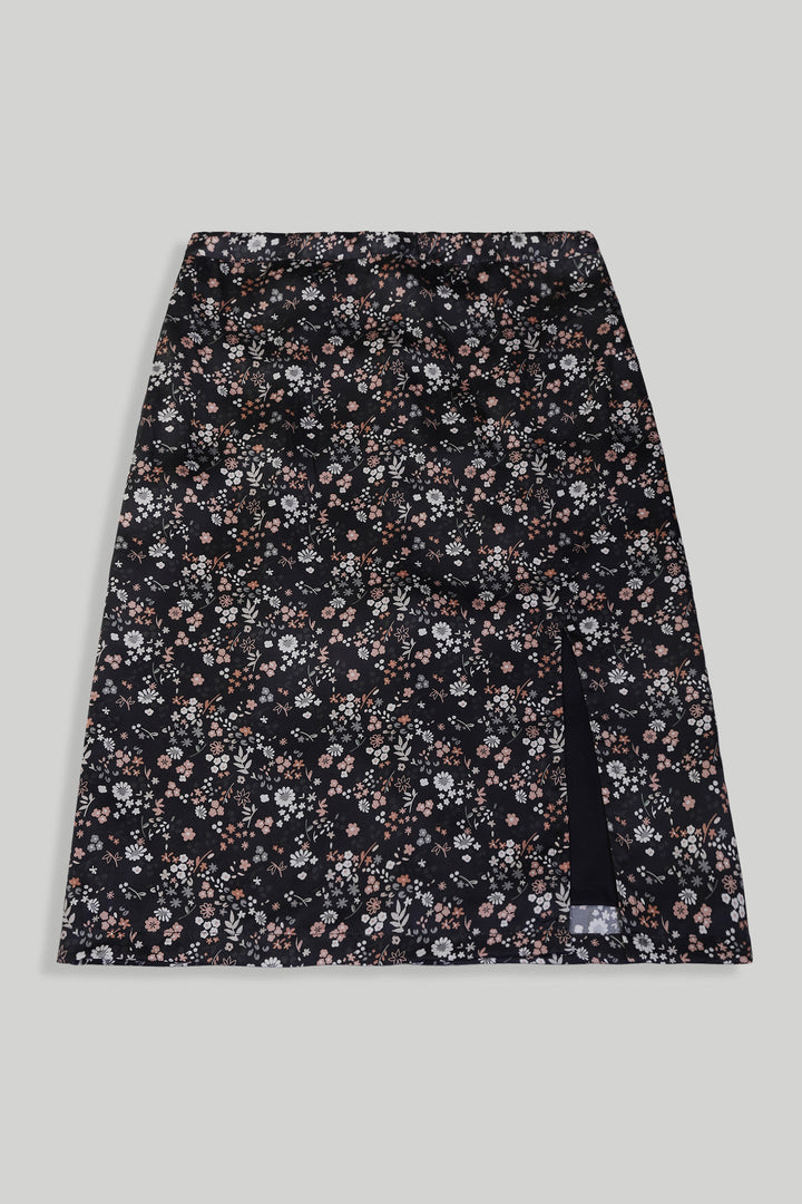 Brunch Skirt in Black Florals