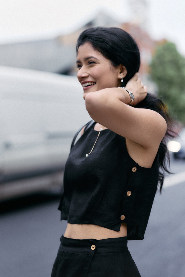 Boxy Crop Top in Black