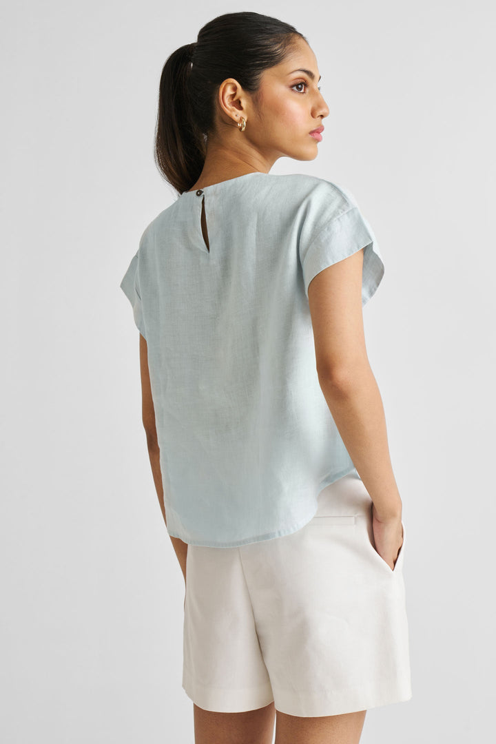 Cap Sleeved Everyday Top in Summer Blue