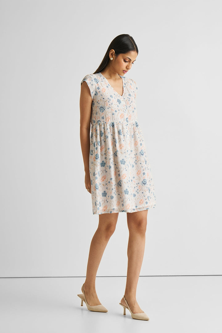 Cap Sleeved Short Dress in Florals