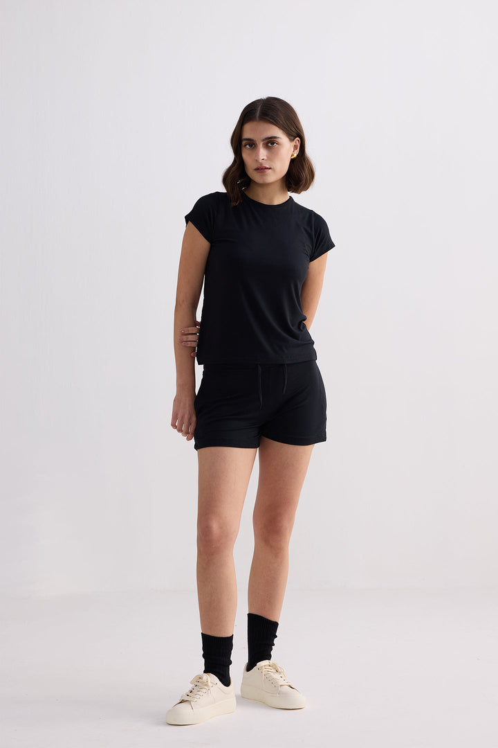 Essential Short Sleeve Tee Set in Black