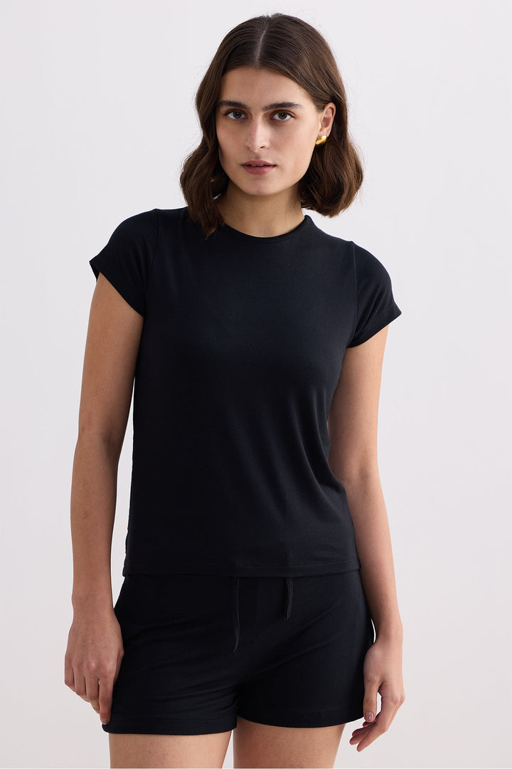 Essential Short Sleeve Tee Set in Black