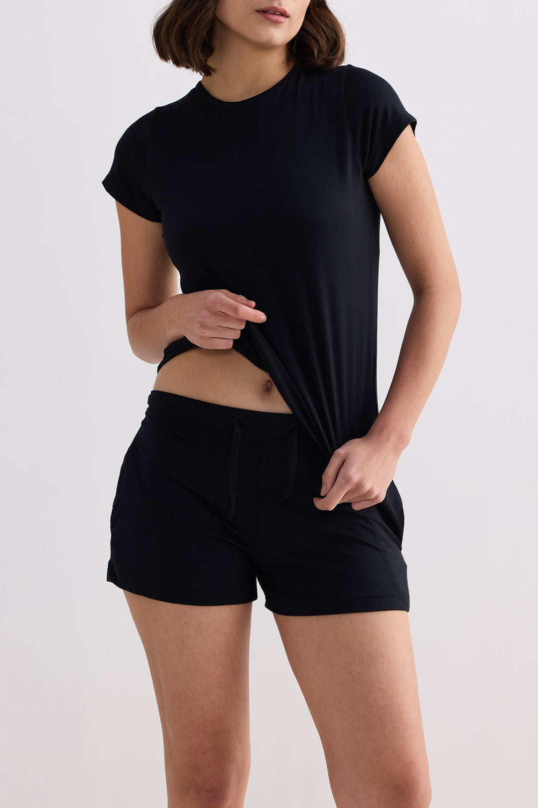 Essential Short Sleeve Tee Set in Black