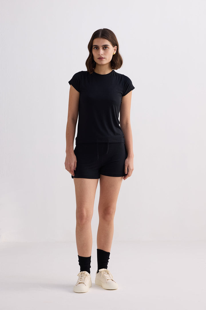 Essential Short Sleeve Tee Set in Black