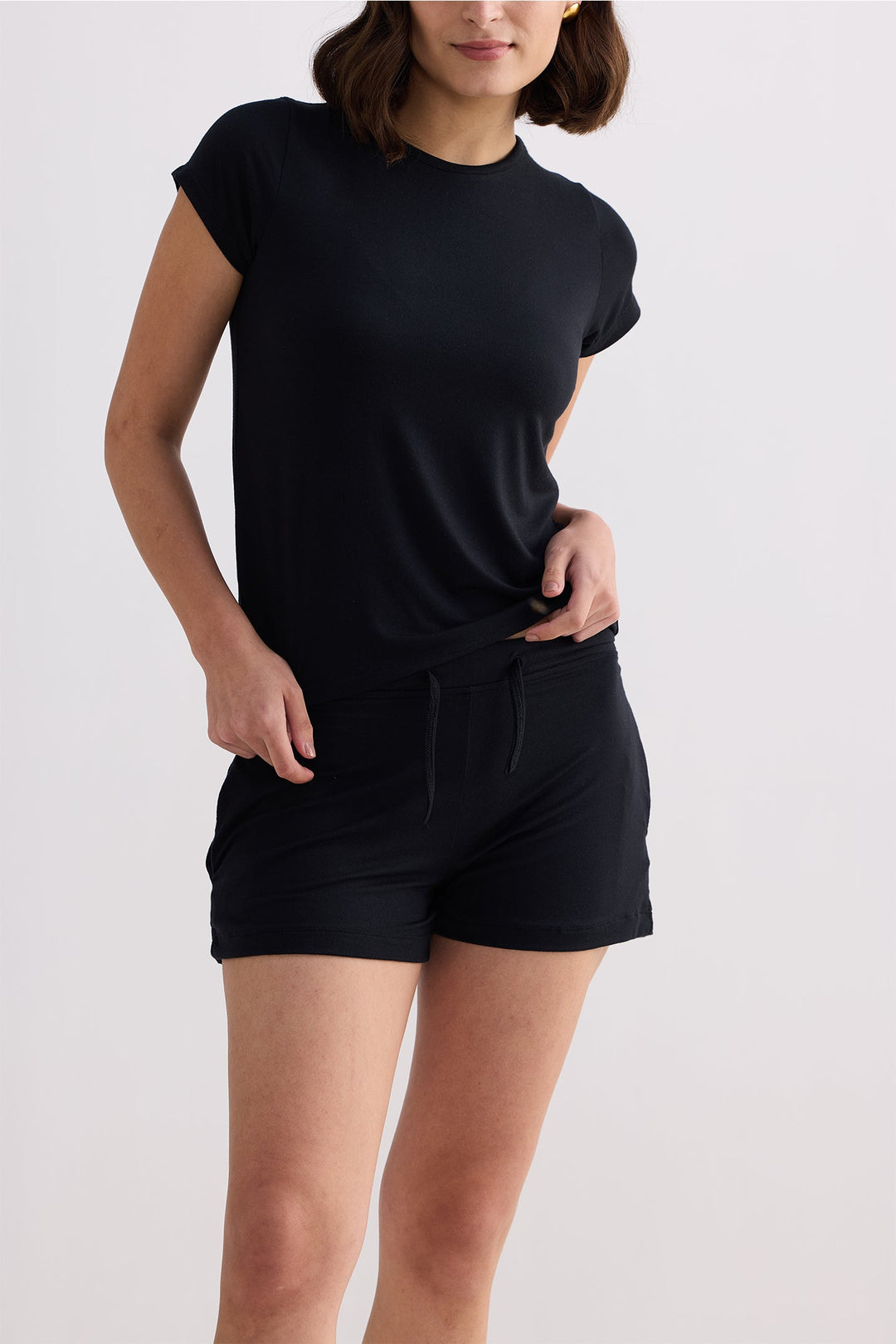 Essential Short Sleeve Tee Set in Black