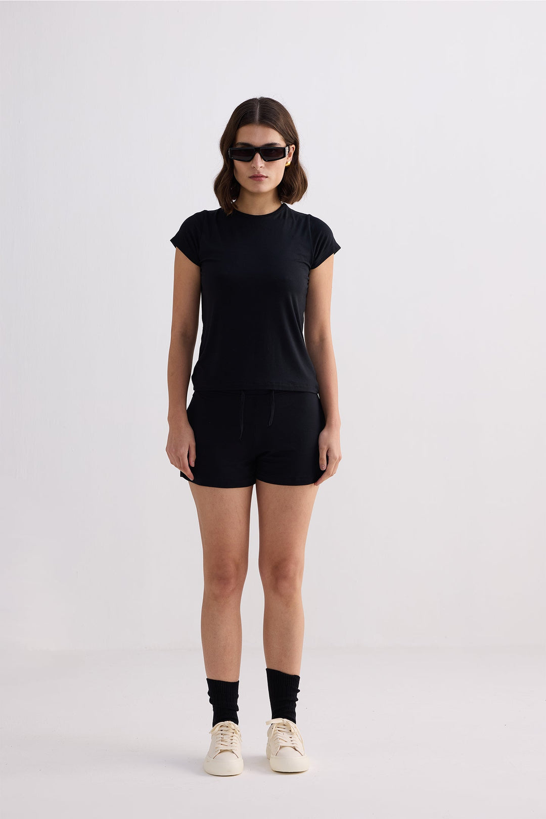 Essential Short Sleeve Tee Set in Black