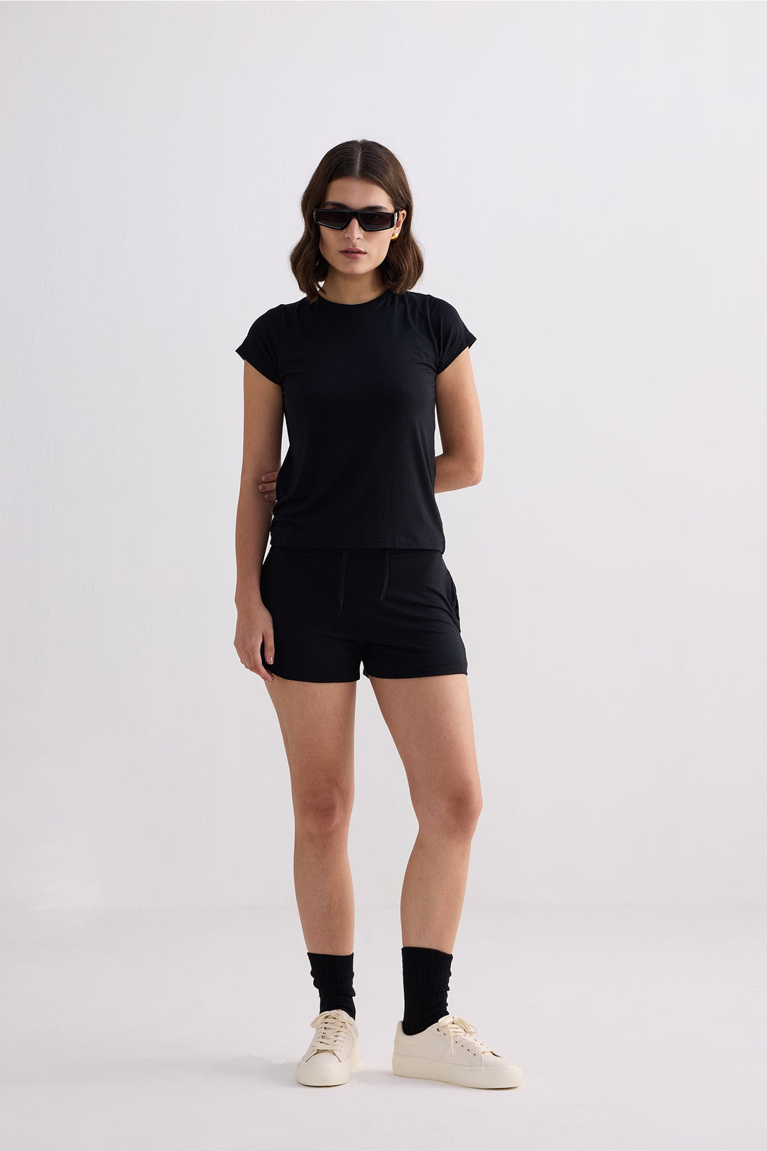 Essential Short Sleeve Tee Set in Black