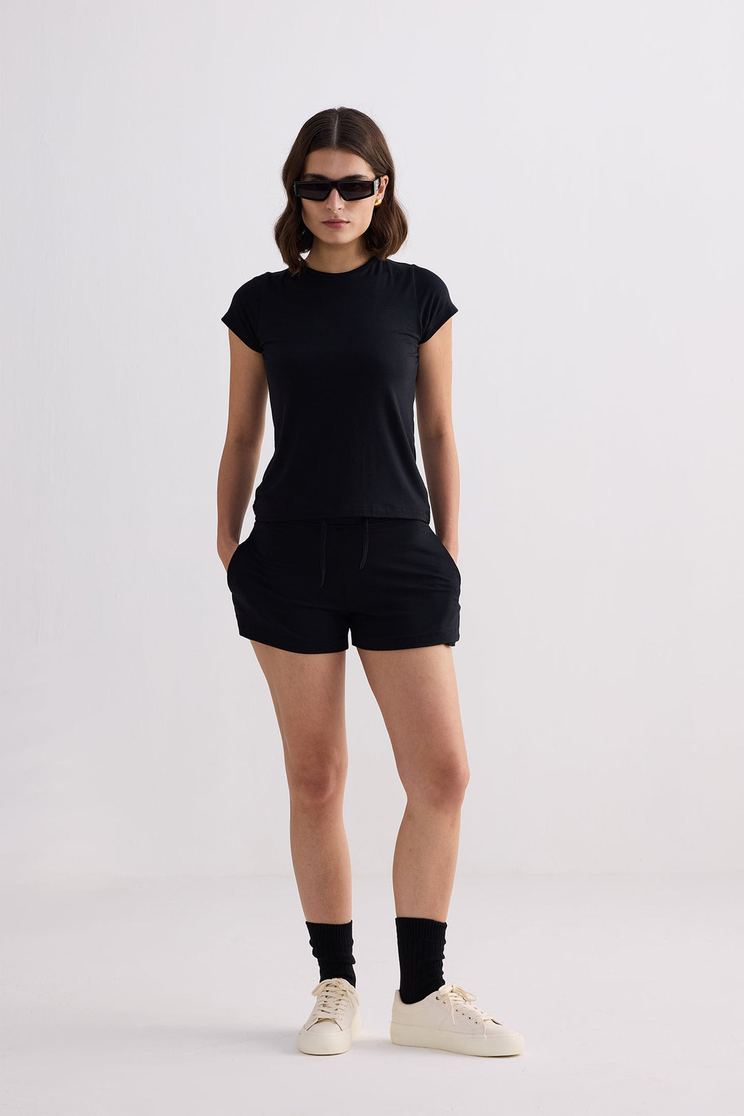 Essential Short Sleeve Tee Set in Black