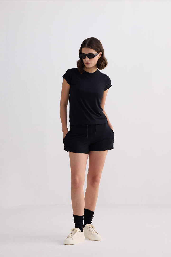 Essential Short Sleeve Tee Set in Black