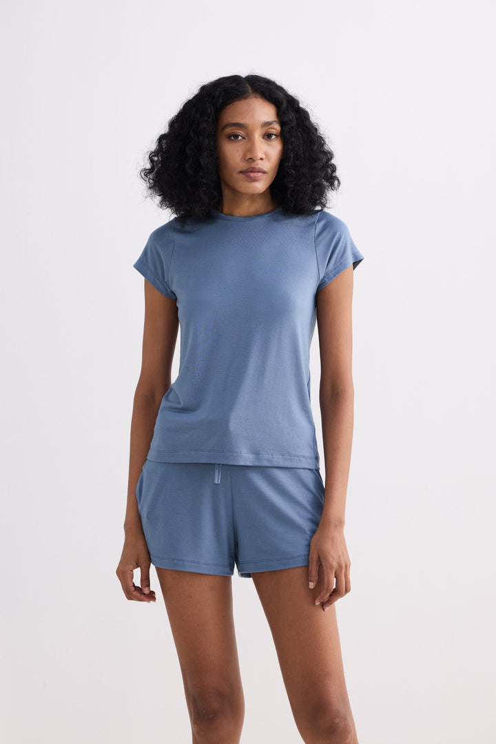 Essential Short Sleeve Tee Set in Blue