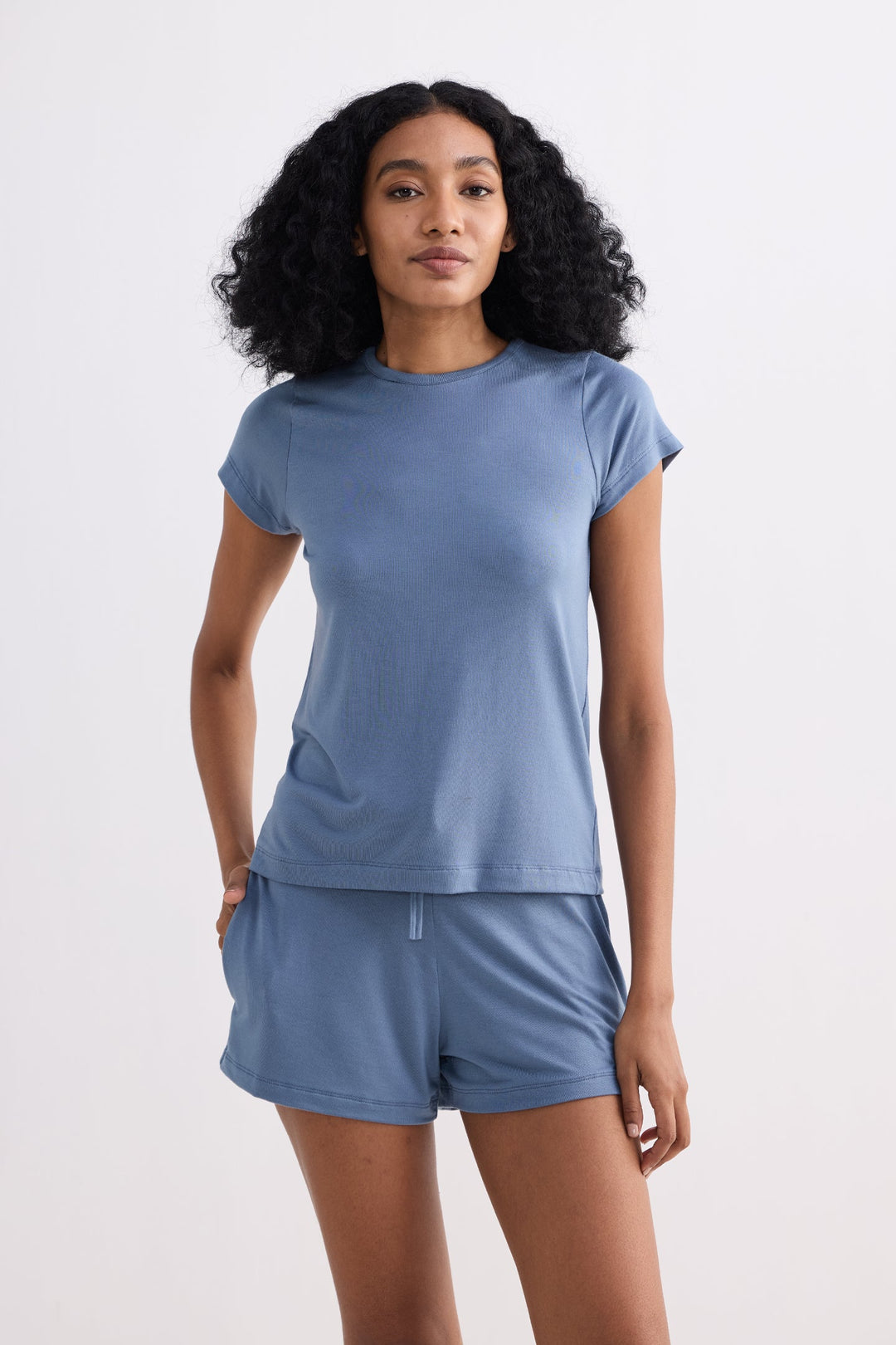 Essential Short Sleeve Tee Set in Blue