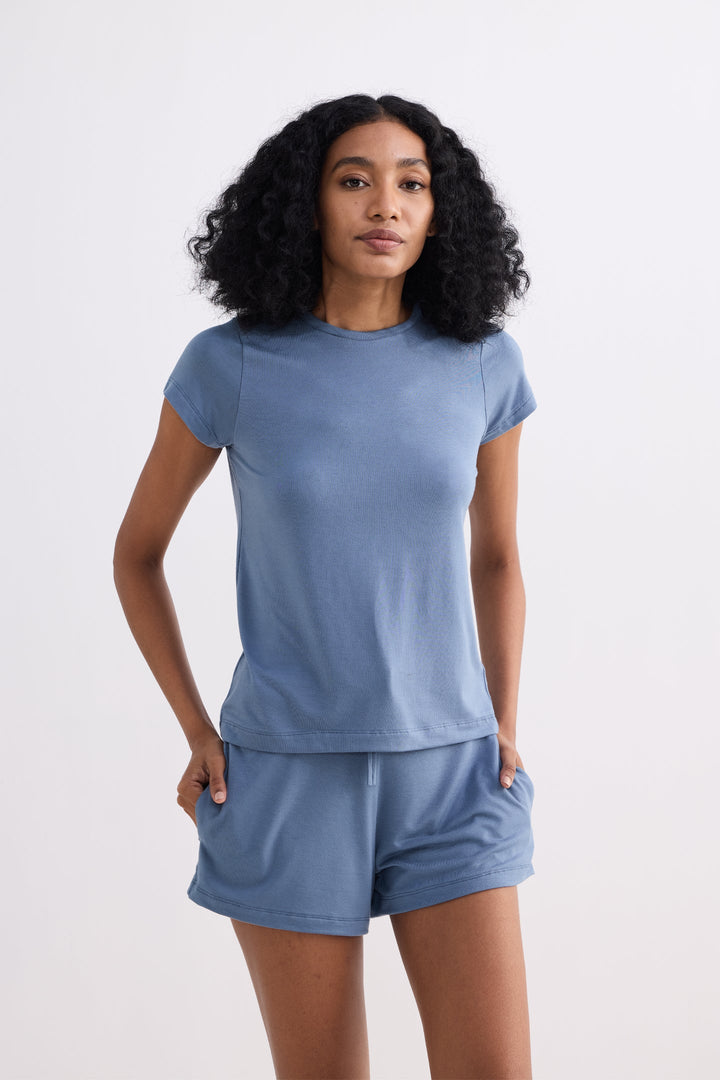 Essential Short Sleeve Tee Set in Blue