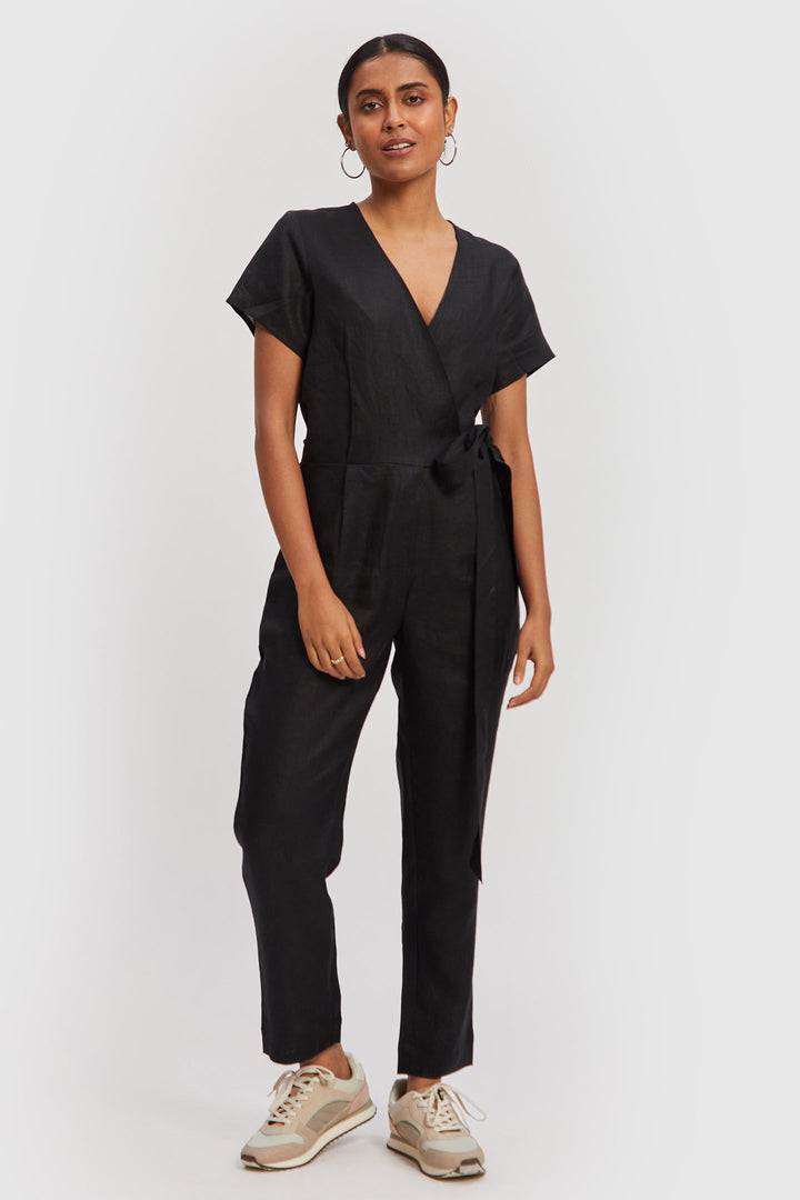 Cropped Wrap Jumpsuit