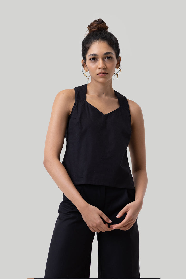 Crossback Tank Top in Black