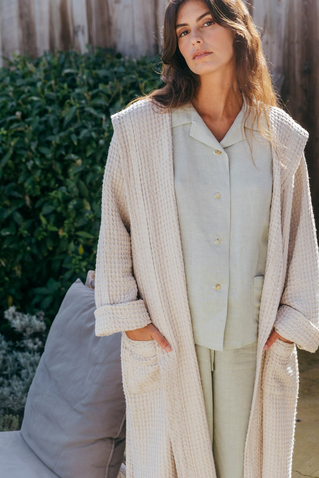 Waffle linen bathrobe Snuggle