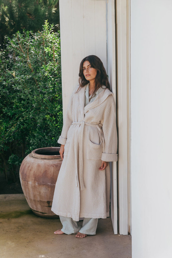 Waffle linen bathrobe Snuggle